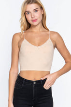 Black V-neck with Lace Trim Floral Jacquard Seamless Crop