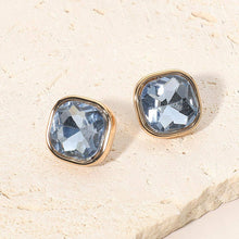 Saphire Square Cut Gem Evening Stud Earrings