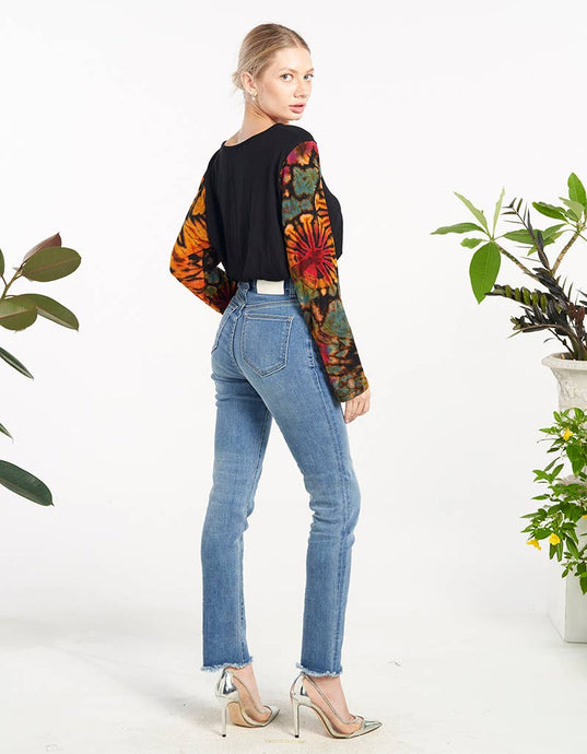 Black Long Sleeve  Crop Top