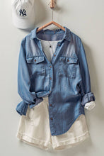 White Classic Tencel Utility Casual Button Down Chambray Urban Daizy Shirt