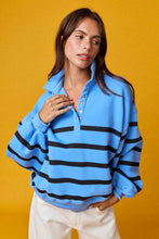 Blue Black Addison Stripe Pullover