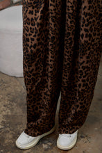 IP3629 High Waisted Self-Tie Belted Wide Leg Bubble Joggers: Brown / L