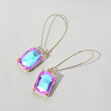Light Pink Emerald Cut Stone Dangle Evening Earrings