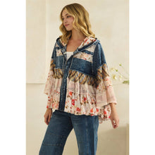 Denim Floral Ruffle Hooded Lace Flannel Oli+Hali Jacket