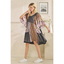 Black Multi Washed Mix Printed Tiered Ruffle Oli+Hali Tunic