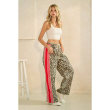 Leopard Sport Striped Wide Legged Veveret Pants