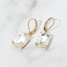 Aqua Rectangular Glass Stone Drop Dangle Earrings