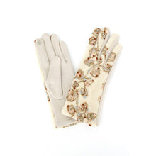 Ivory Rosette Embroidered Knit Touchscreen Gloves