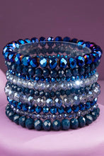 Sapphire Waves Glass Bead 9 Set Bracelet