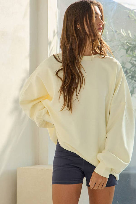 Cream Oversized Solid Super Soft Scuba Sweatshirt
