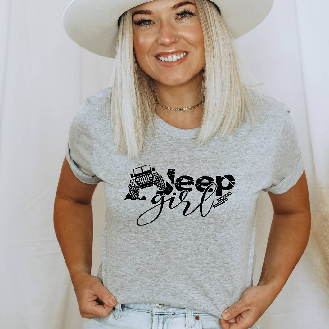 Heather Grey Jeep Girl Graphic Tee