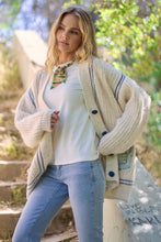 Beige Long Sleeve Multicolor Pocket Sweater