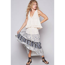 Natural Multi Adjustable waistband floral print POL skirt