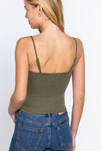Celadon Green Straight Neck Two Ply Rib Knit Cami Top