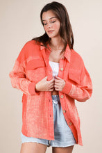 Coral Mineral Washed Oversized Gauze Shacket Jacket