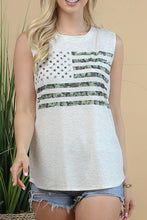 Oatmeal American Flag Camo Sleeveless Top