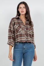 Aubery Cropped Oversized Plaid Flannel Shirt