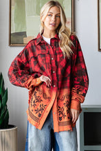 Mineral Washed Embroidered Flannel Oli&Hali Shirt: Red