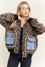 Brown Leopard Jacket with denim pockets