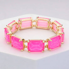 Multi Emerald Cut Stone Stretch Evening Bracelet