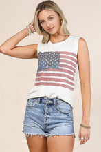 Ivory Red Blue American Sleeveless Top