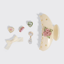 KitschPop™️Curved Claw Clip 7pc Set Vintage- Pearlized Cream