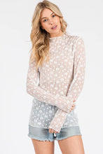 White Sheer Floral Lace Long Sleeve Top