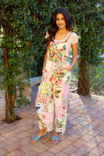 White Floral Umbrella Overalls in Upcycled Patchwork