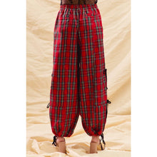 CHRISTMAS CHECKERED PLAID JOGGER TRACK PANTS: RED CHECK / M