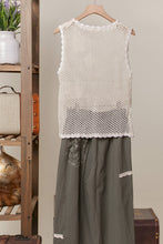 Ivory Flower Accent Crochet Mello Vest
