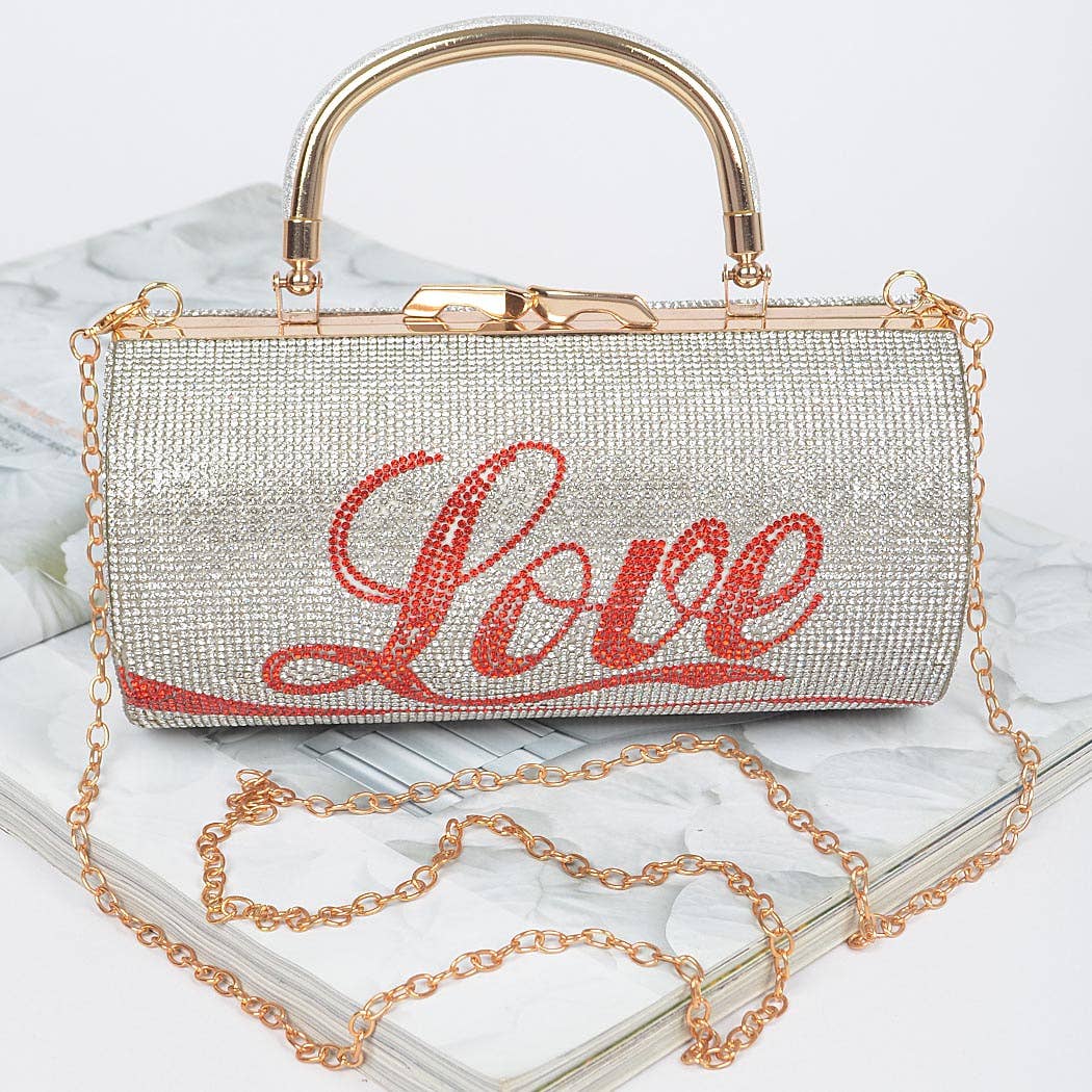 Clear Rhinestone Love Party Clutch