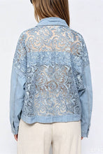 Light Blue Sheer Patchwork Denim Jacket