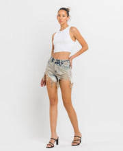 Cement Super High Rise Distressed Vervet Shorts
