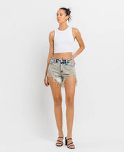 Cement Super High Rise Distressed Vervet Shorts