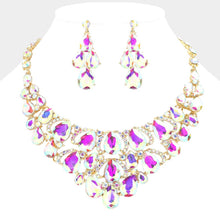 Jet Black Teardrop Stone Cluster Evening Necklace