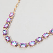 Lavender Cushion Rectangular Stone Cluster Link Evening Necklace