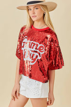 Red Game Day Sequin Top