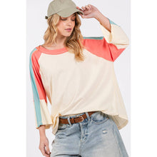 Magnolia Color Block Cotton Knit Sage+Fig Top