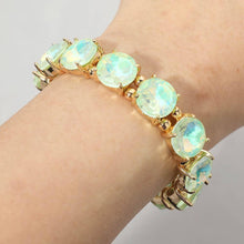 Pink Round Stone Cluster Beaded Stretch Evening Bracelet