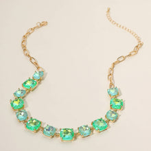 Coral Neon Cushion Square Stone Link Evening Necklace