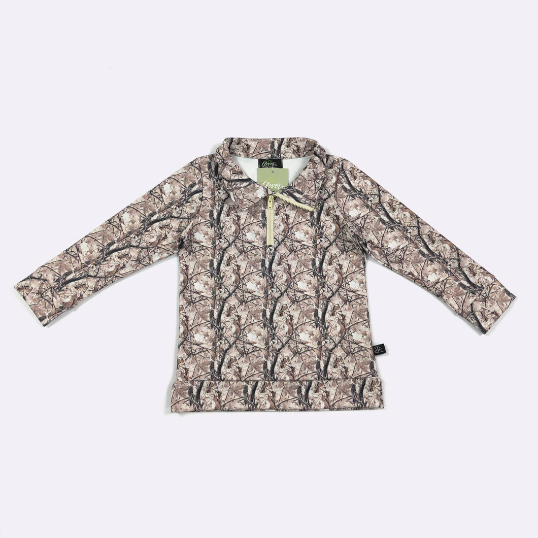 Kids Khaki Tree Camo Quarter Zip Shirt