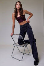 Charcoal Wash Clean Stretch High Rise Wideleg Hidden Jeans