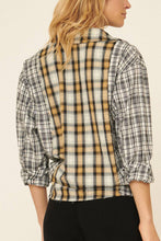 Honey Gold Colorblock Plaid Oversize Buttoned Pocket Shirt