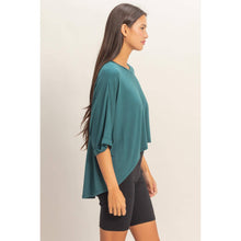 Dark Teal Relaxed High-Low Batwing Sleeve Top