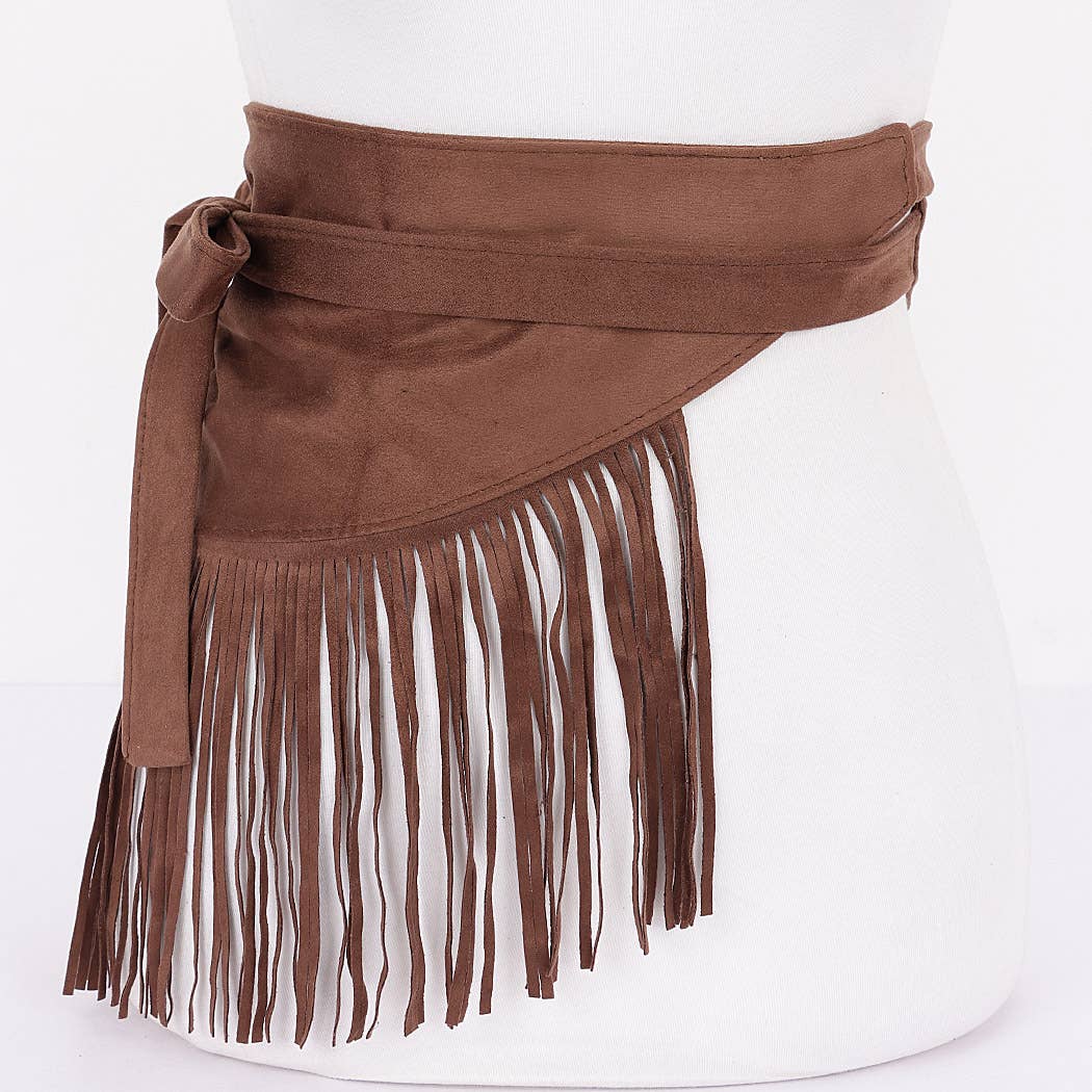Cafe Faux Suede Fringe Belt