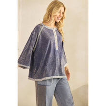 Navy Mineral Wash Henley Sage + Fig Pullover