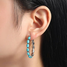Round Western Turq Stone Hoop Earrings