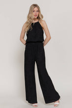 Black Halter Neck Crinkle Knit Jumpsuit