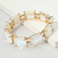 Multi Emerald Cut Stone Stretch Evening Bracelet