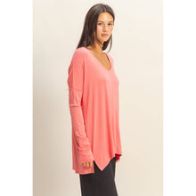 Tea Rose Long-Sleeve V-Neck Drapey Top